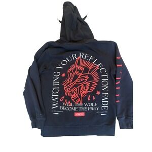 ATREYU Wolf Graphic Hoodie Size L Heavy Metal Sweatshirt Y2K Grunge Gothic Alt